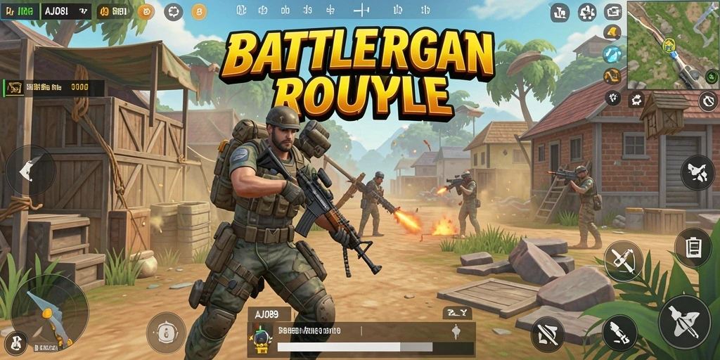Screenshot menampilkan aksi tempur seru dalam AJO89, game Battle Royale yang menegangkan.