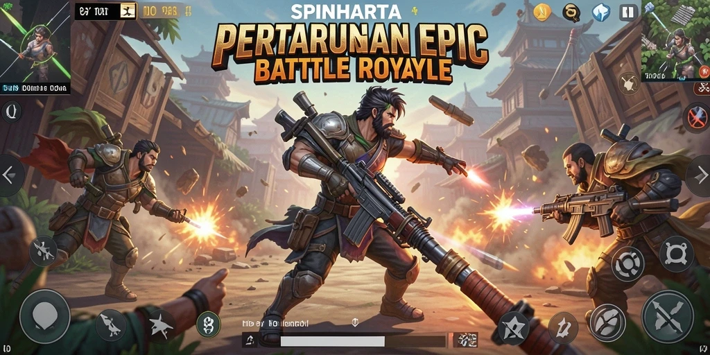 Screenshot gameplay SPINHARTA menampilkan aksi seru dan grafis yang mengesankan.